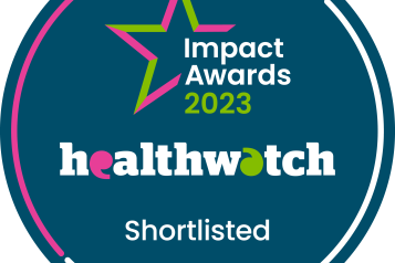Graphic announcing Healthwatch Impact Award 2023 Shortlist