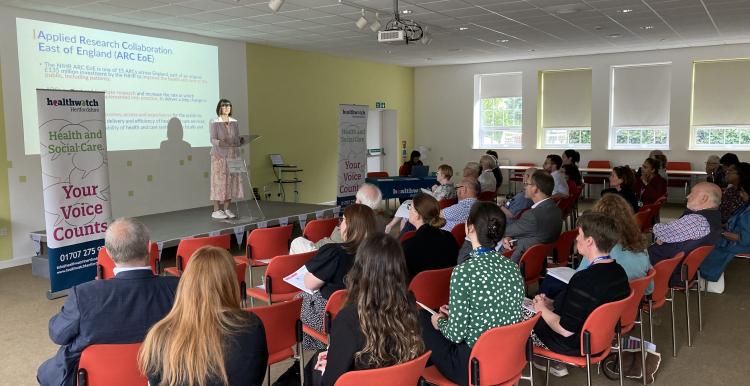 Professor Wendy Wills presenting at the Healthwatch AGM