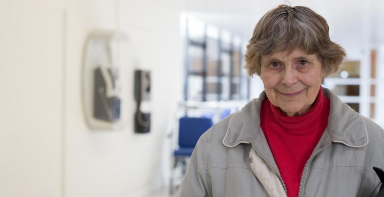 Woman stood in a hospital corridor