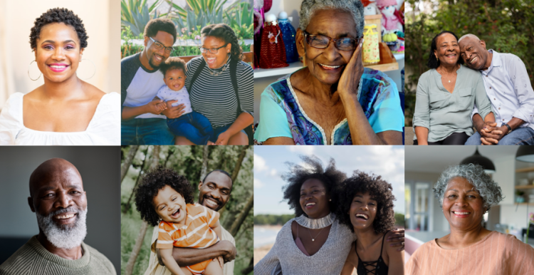 Collection of images of black people smiling to camera