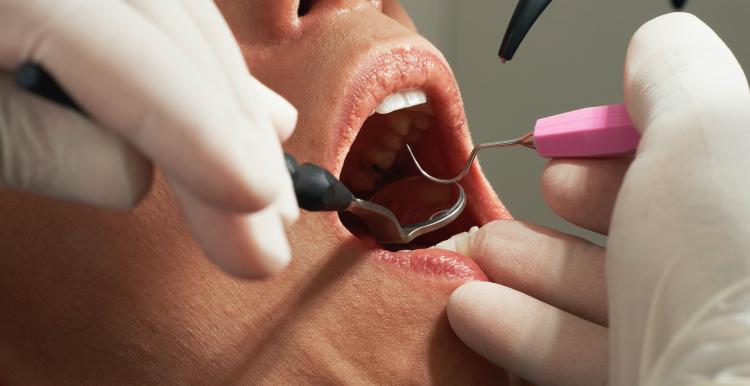 Patient receiving dental treatment