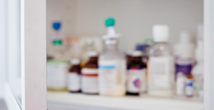 range of medicines in cabinet