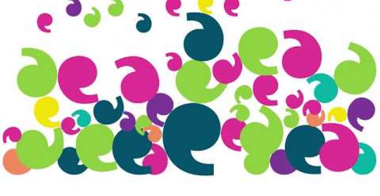Colourful graphic image of speech bubbles