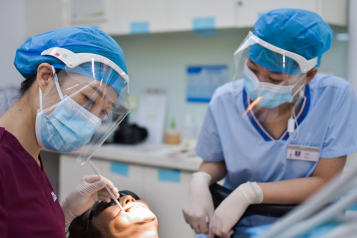 Patient having a dental procedure