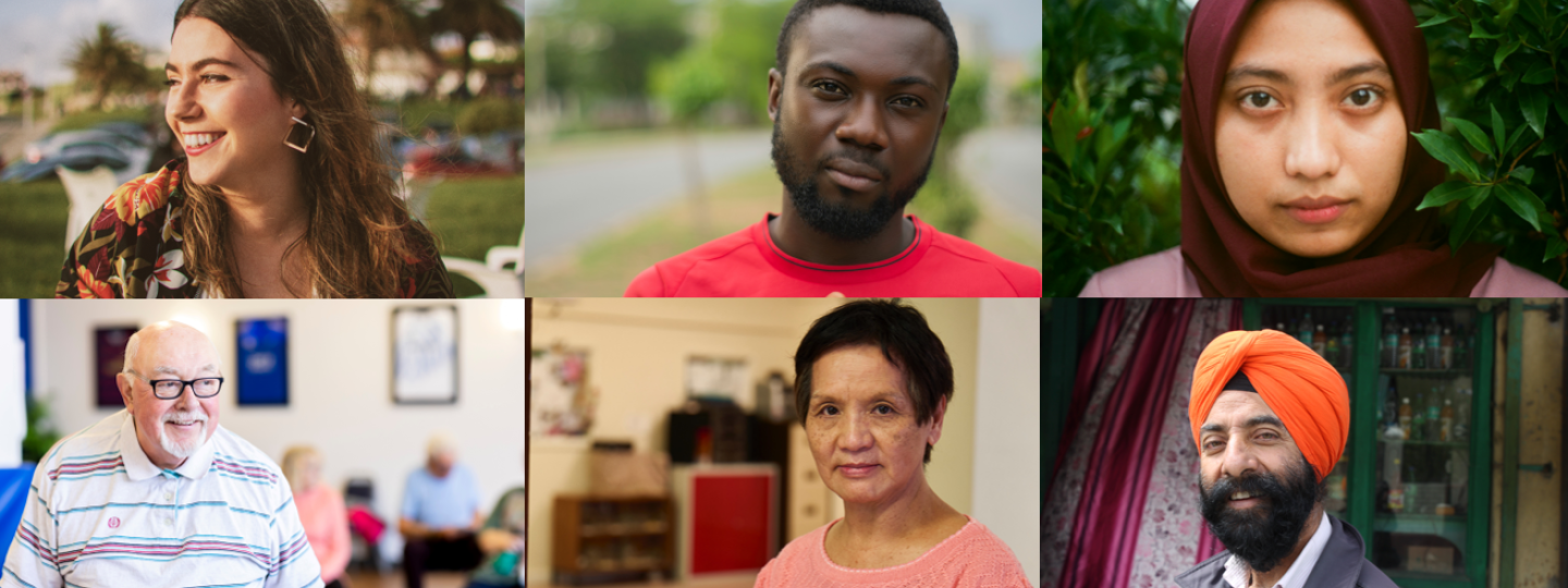 Collage of people from different ethnic groups.