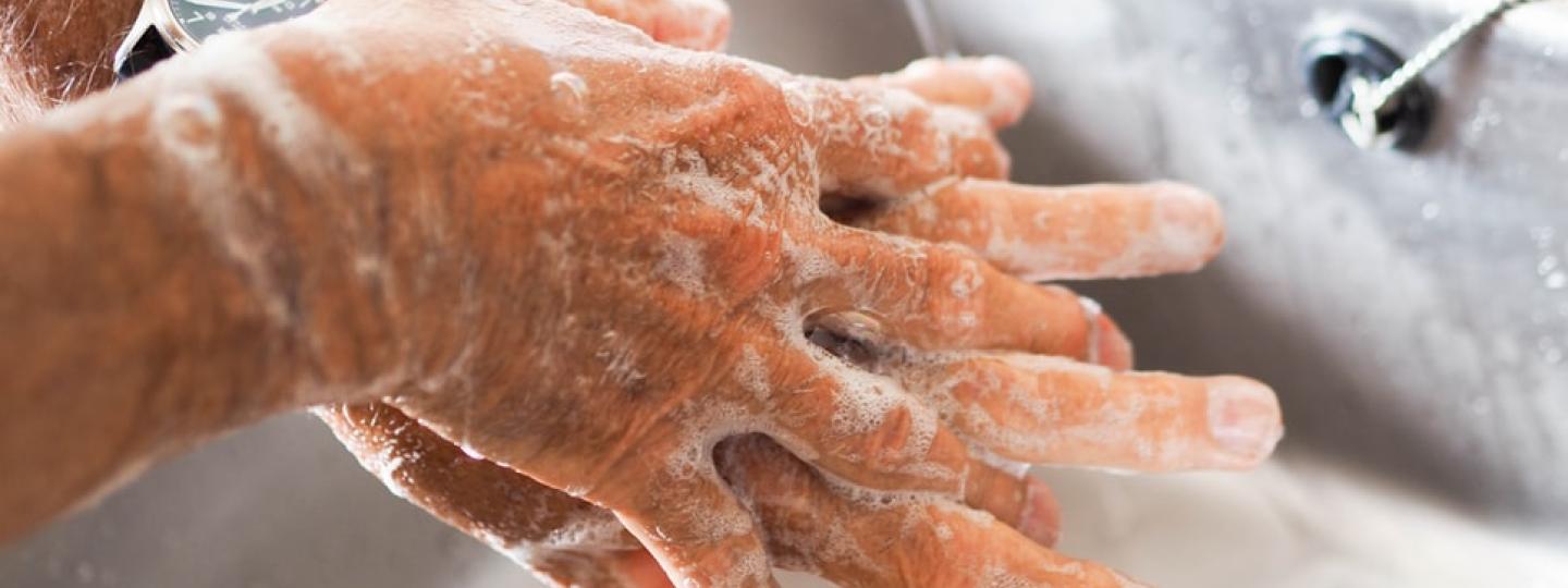 hands being washed with soap